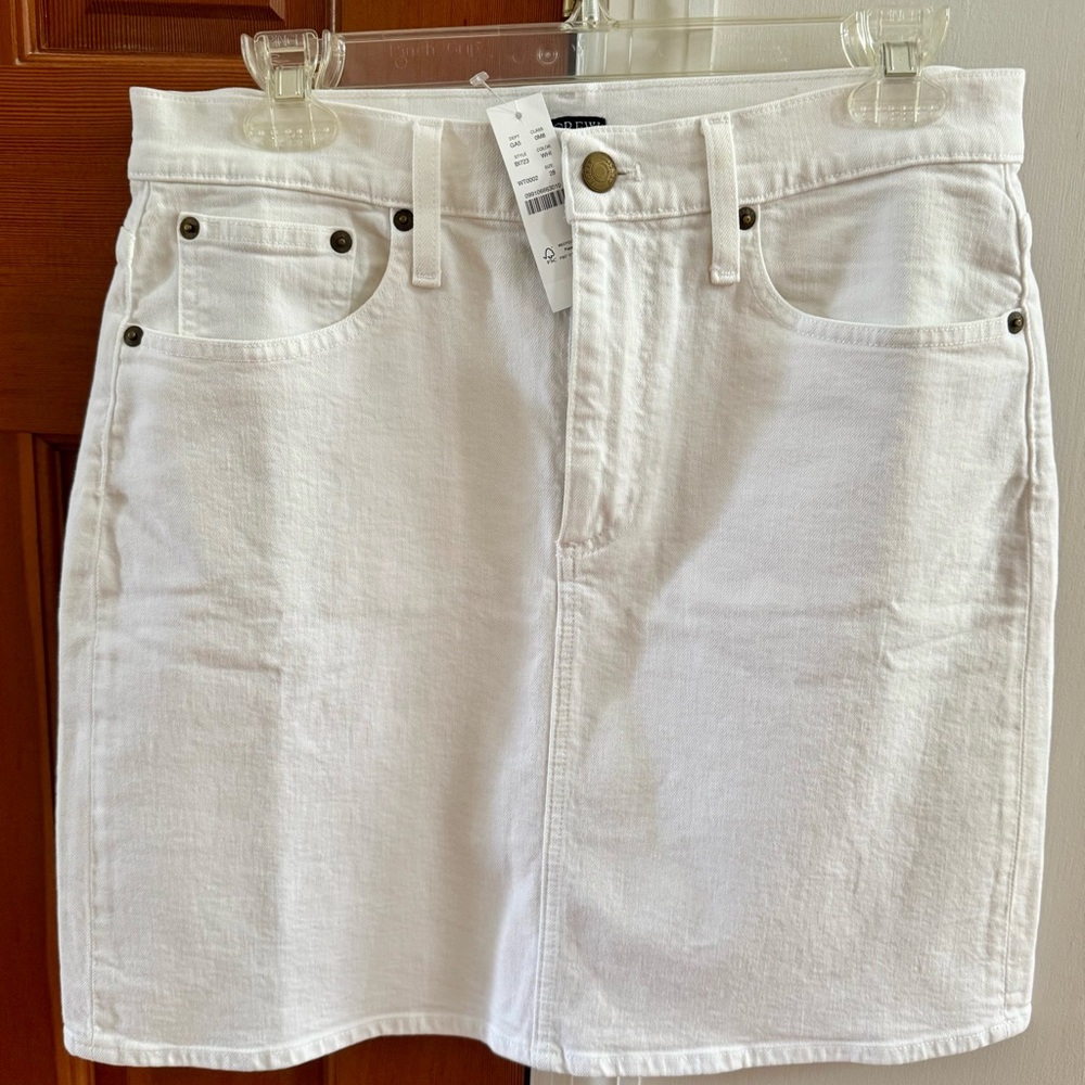 NWT J. Crew white denim miniskirt, size 28